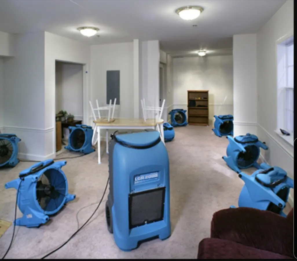 Air movers and dehumidifier setup for Water Extraction & Removal in Manassas Park